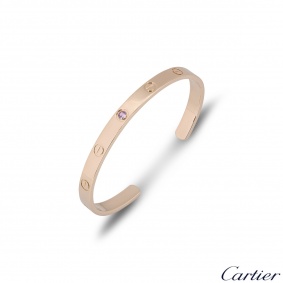 Cartier Rose Gold Pink Sapphire Cuff Love Bracelet Size 16 B6030016